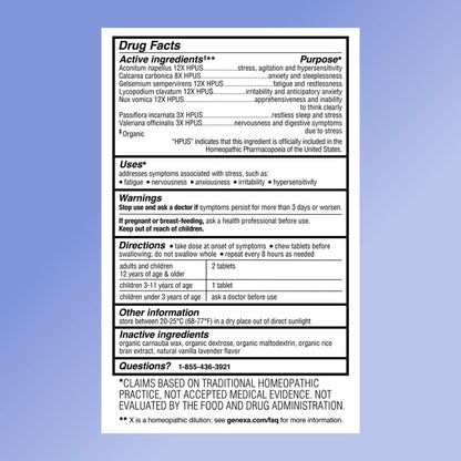 Genexa Stress for Adults - Anxiety Relief & Fatigue (3 Pack, 180 Chewables)
