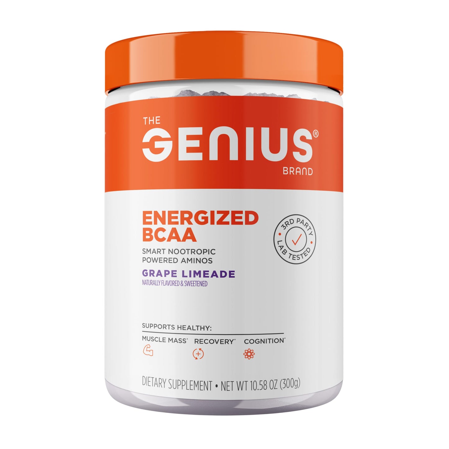Genius BCAA Powder – 5g Vegan BCAAs, Cognizin & Rhodiola | Pre/Intra/Post Workout Energy & Focus (Grape Limeade)
