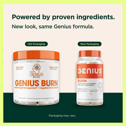 Genius Burn Thermogenic Fat Burner - 60 Diet Veggie Pills for Metabolism, Focus & Appetite Control