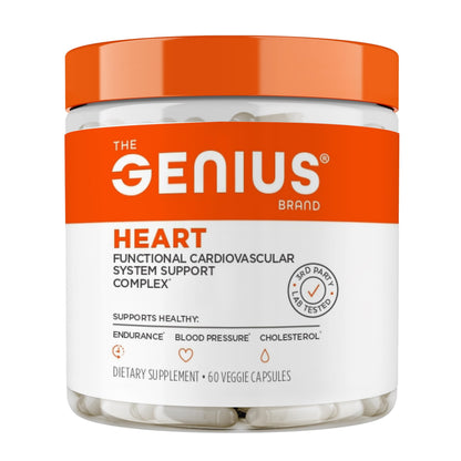 Genius Heart - Daily Heart Support Supplement | Vegan, Non-GMO, Gluten-Free | 60 Veggie Pills