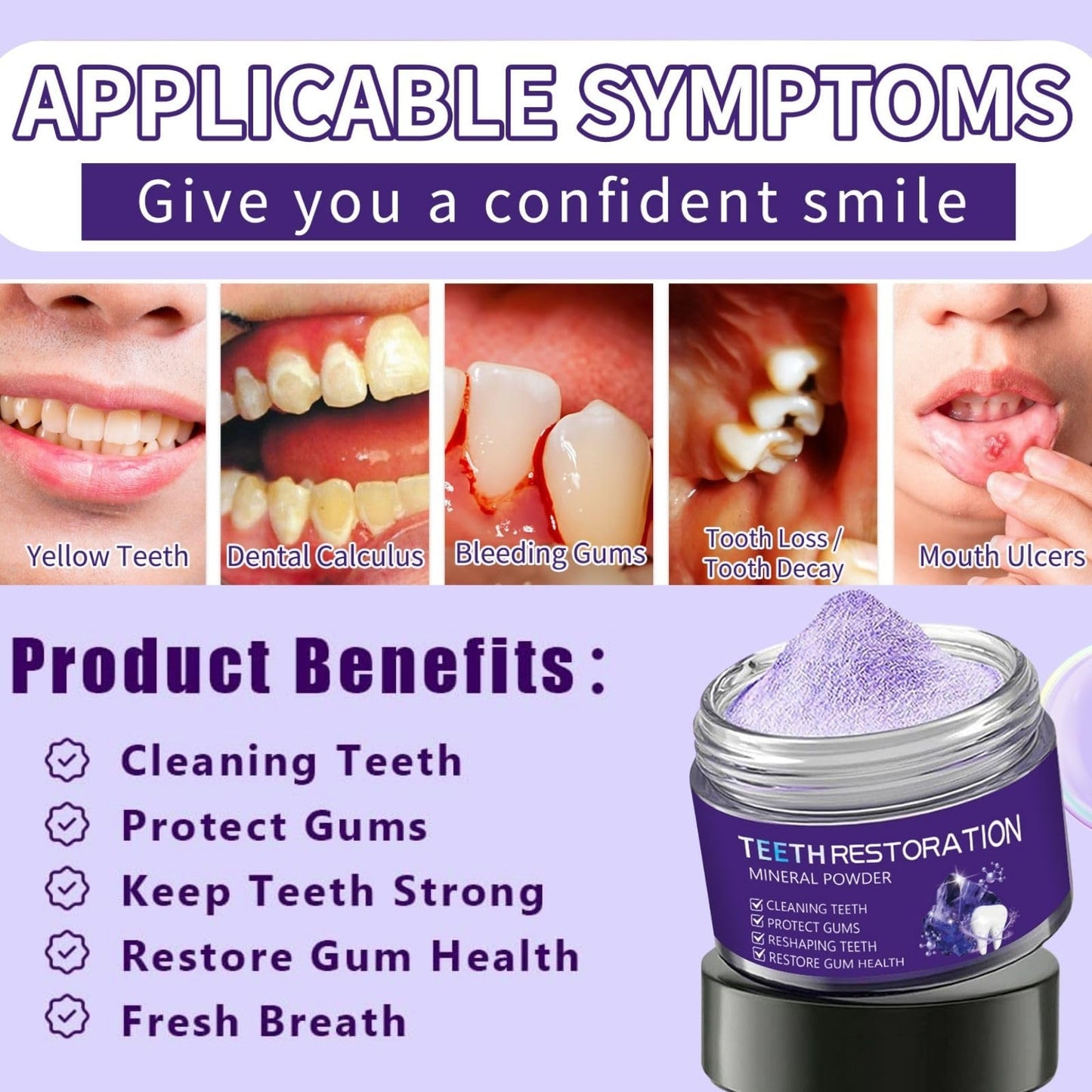 2Pcs Teeth Mineral Powder – Mineral Tooth Powder | Freshen Breath, No Sensitivity