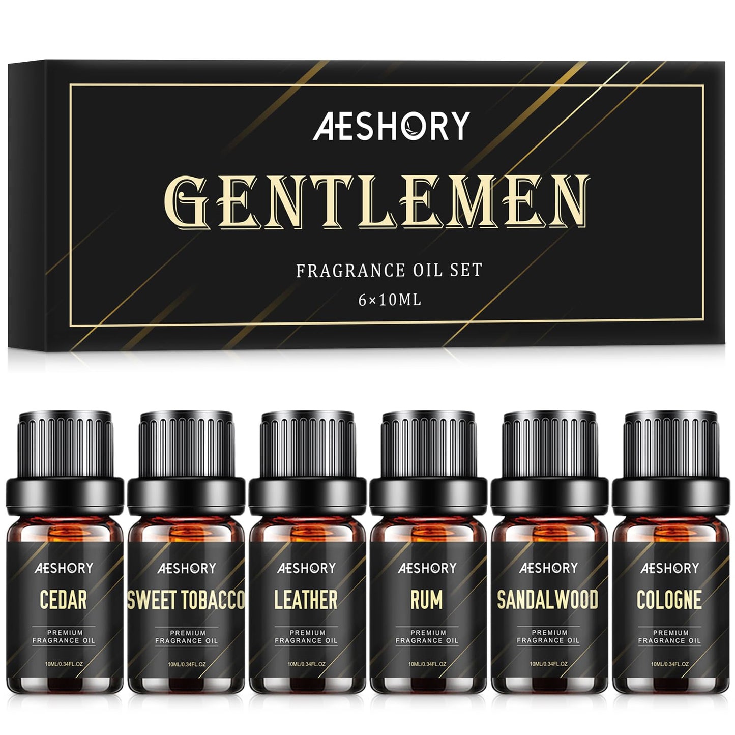 Gentlemen's Essential Oils Set – 6x10ml Fragrance Oils for Candle & Diffuser