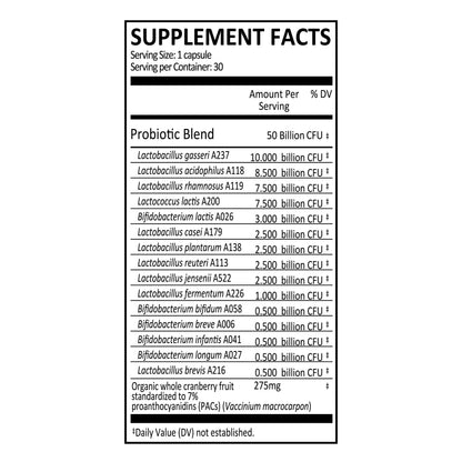 Genuine Health Women's Daily Probiotic for UTI Support – Cranberry, 30 Capsules