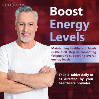 GeriCare Ferrous Sulfate 325mg | Elemental Iron 65mg High Potency Iron Supplement | 100 Count