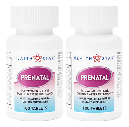 GeriCare Prenatal Multivitamin & Minerals – Folate, Vitamin C, Vitamin D, Iron, Calcium, B12 | 100 Count (Pack of 2)