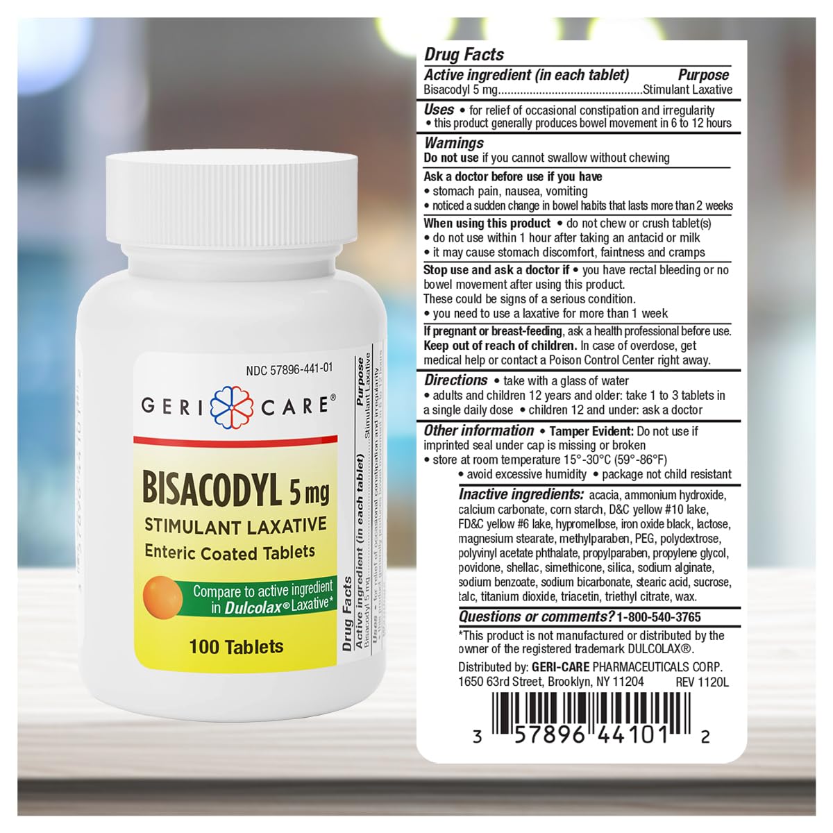 GeriCare Bisacodyl 5 mg Laxative – 200 Count Pack of 2 | Gentle Overnight Relief