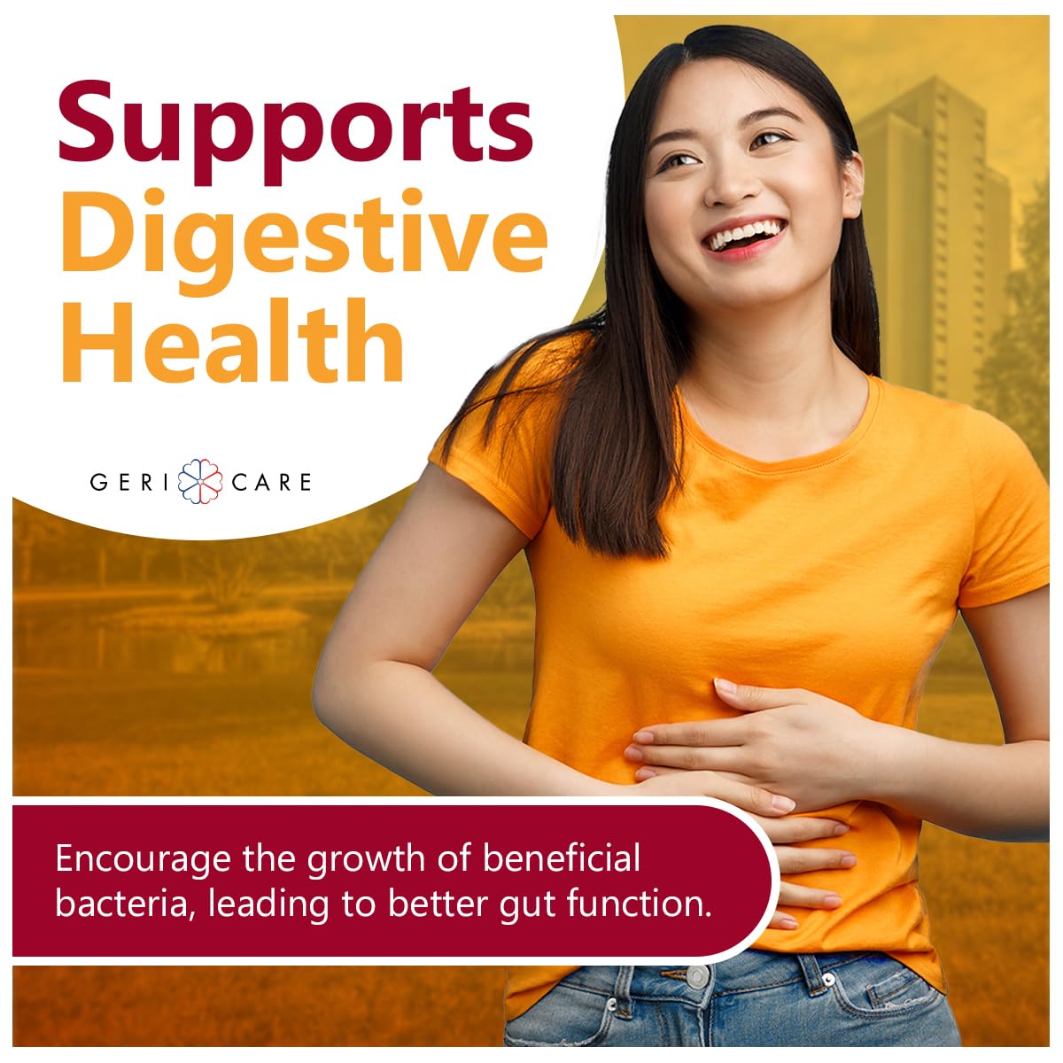 GeriCare Prebiotic Digestive Support Gummies Berry Flavor (72 Count, 2 Pack) – Plant-Based, Non-GMO, Gluten-Free & Vegan