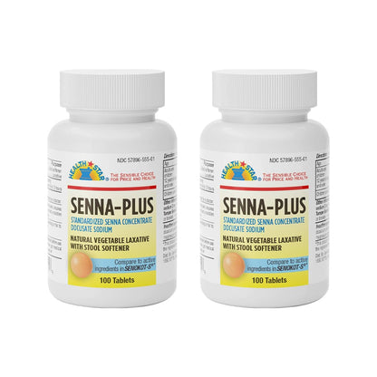 GeriCare Senna Plus Natural Laxative with Stool Softener – 200 Tablets (Pack of 2)