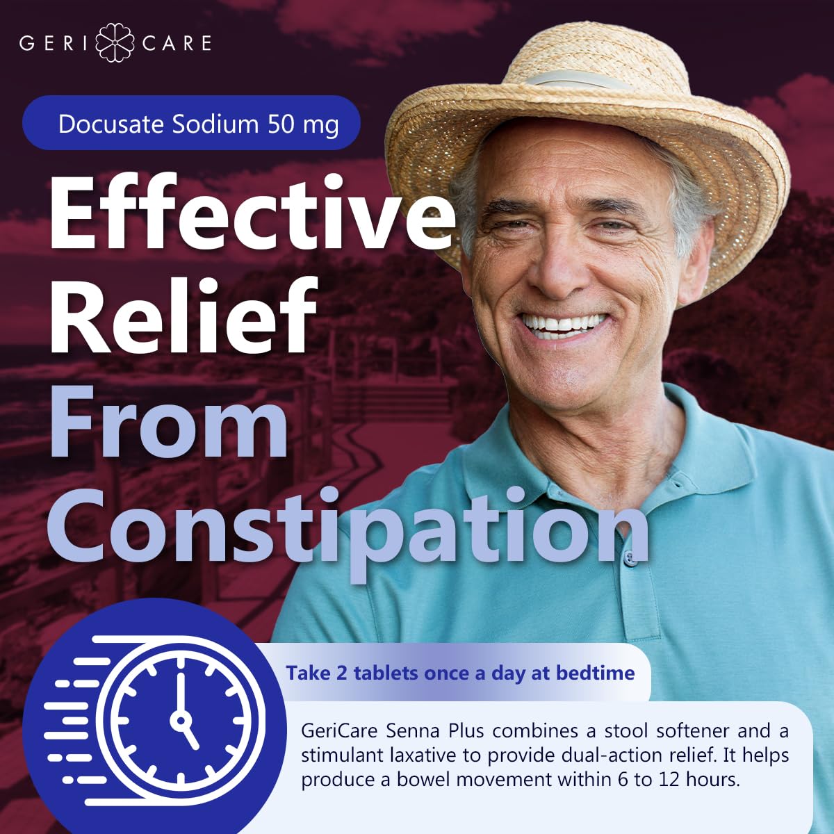 GeriCare Senna Plus Laxative Tablets 50 mg/8.6 mg – 1000 Tablets | Docusate Sodium + Sennosides