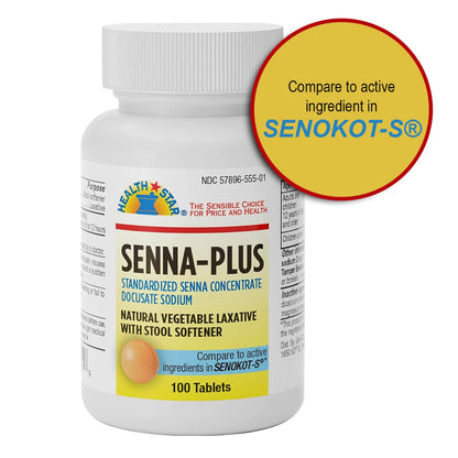 GeriCare Senna Plus Natural Laxative with Stool Softener – 200 Tablets (Pack of 2)