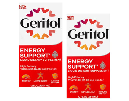 Geritol Liquid Energy Support B-Vitamins 12 oz (Pack of 2) | Iron & Potent B-Vitamins