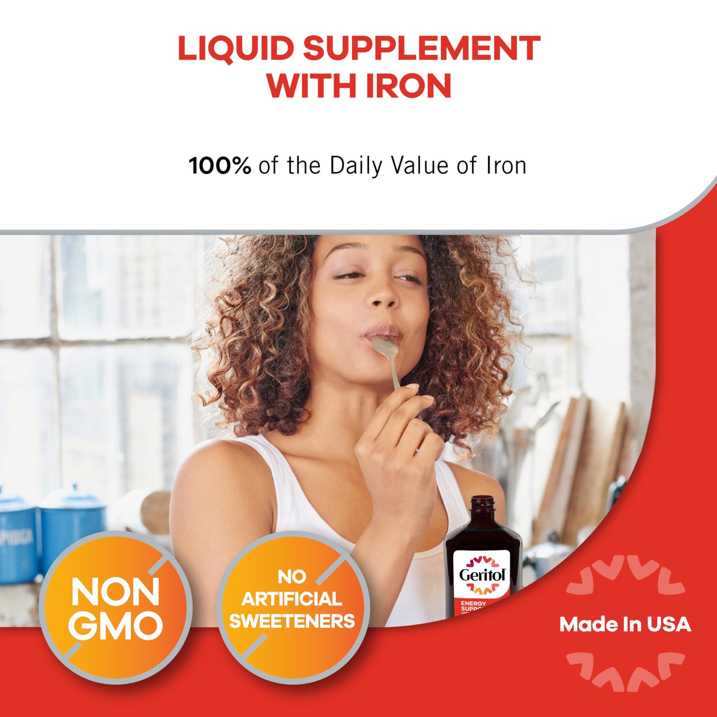 Geritol Liquid Vitamin & Iron – Energy Support (12 oz, 3-Pack)