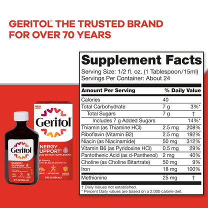 Geritol Liquid Vitamin & Iron – Energy Support (12 oz, 3-Pack)