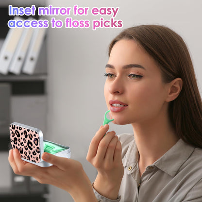 Gerkia Dental Floss Portable Case – Leopard Print, Travel-Ready, Holds 15-20 Floss Picks