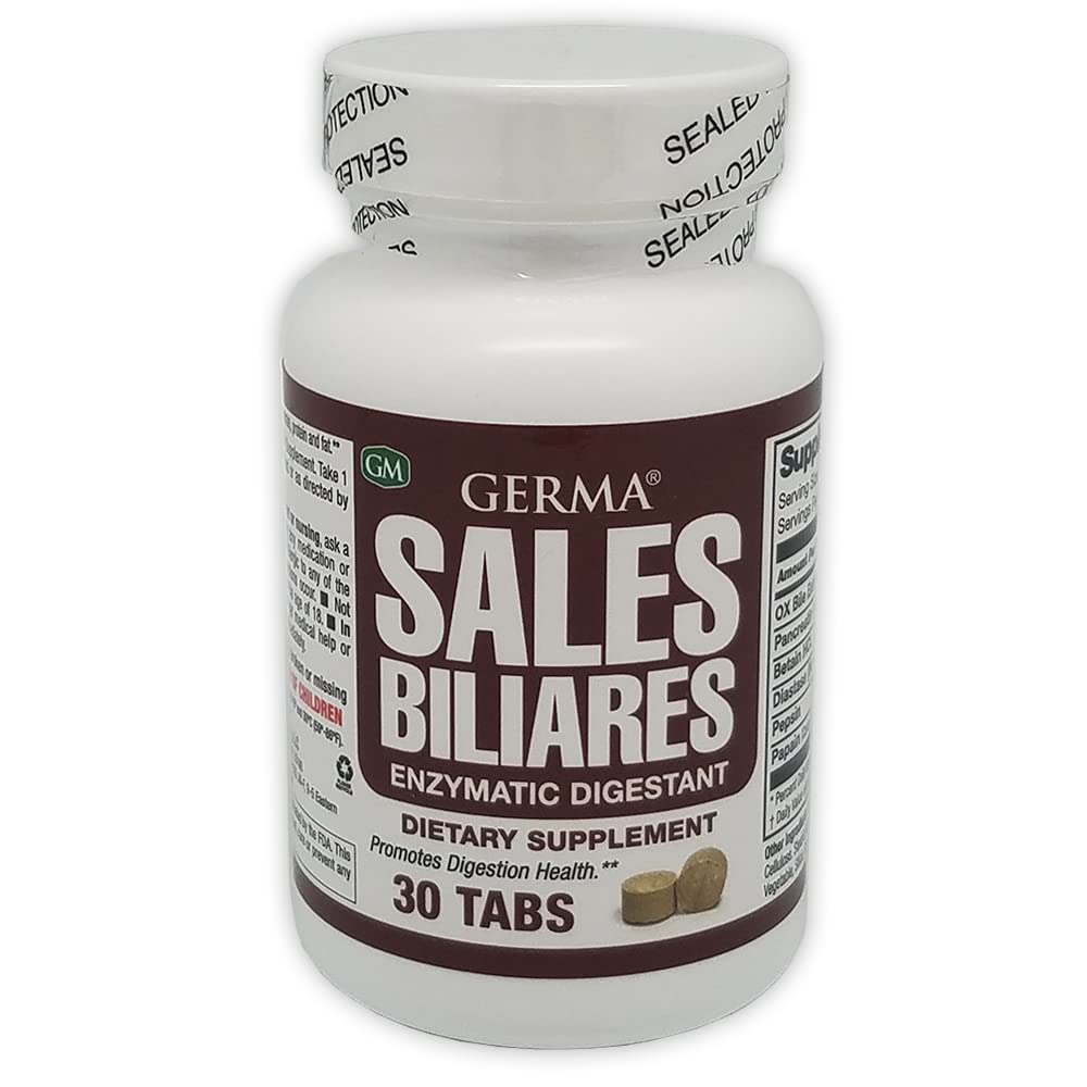 Germa Bile Salts - Natural Digestive Enzymatic Supplement | 3-Pack, 30 Tablets
