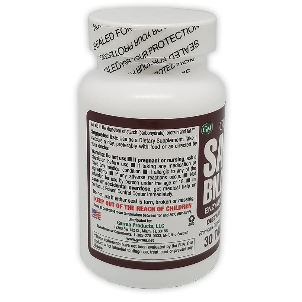 Germa Bile Salts - Natural Digestive Enzymatic Supplement | 3-Pack, 30 Tablets