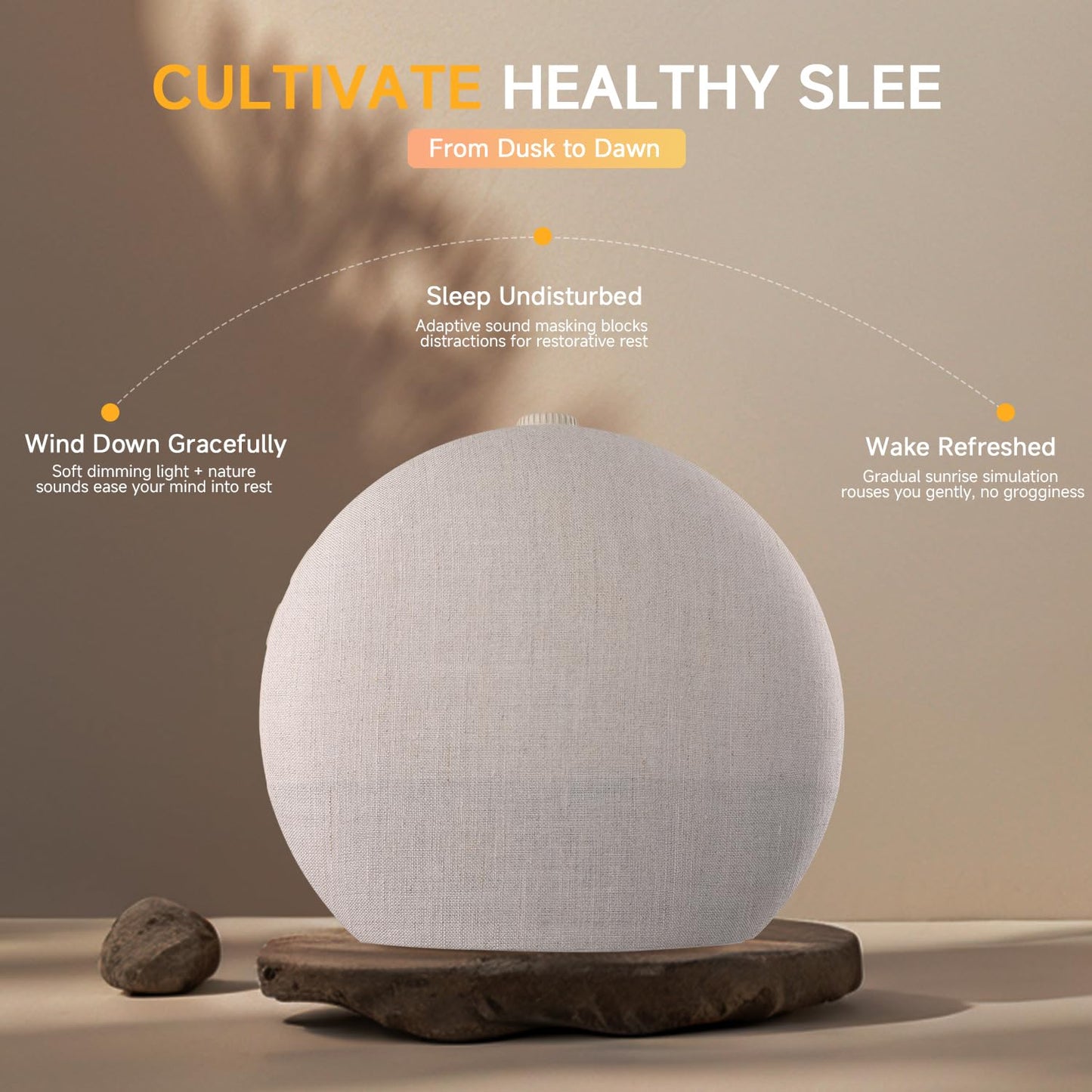 Geuuap Sunrise Alarm Clock – Natural Wake-Up Light, White Noise & Bluetooth Speaker (Khaki)