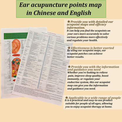GGFSSQ Ear Seed Kit - 20 Pieces, Chart & Brass Probe for Balance