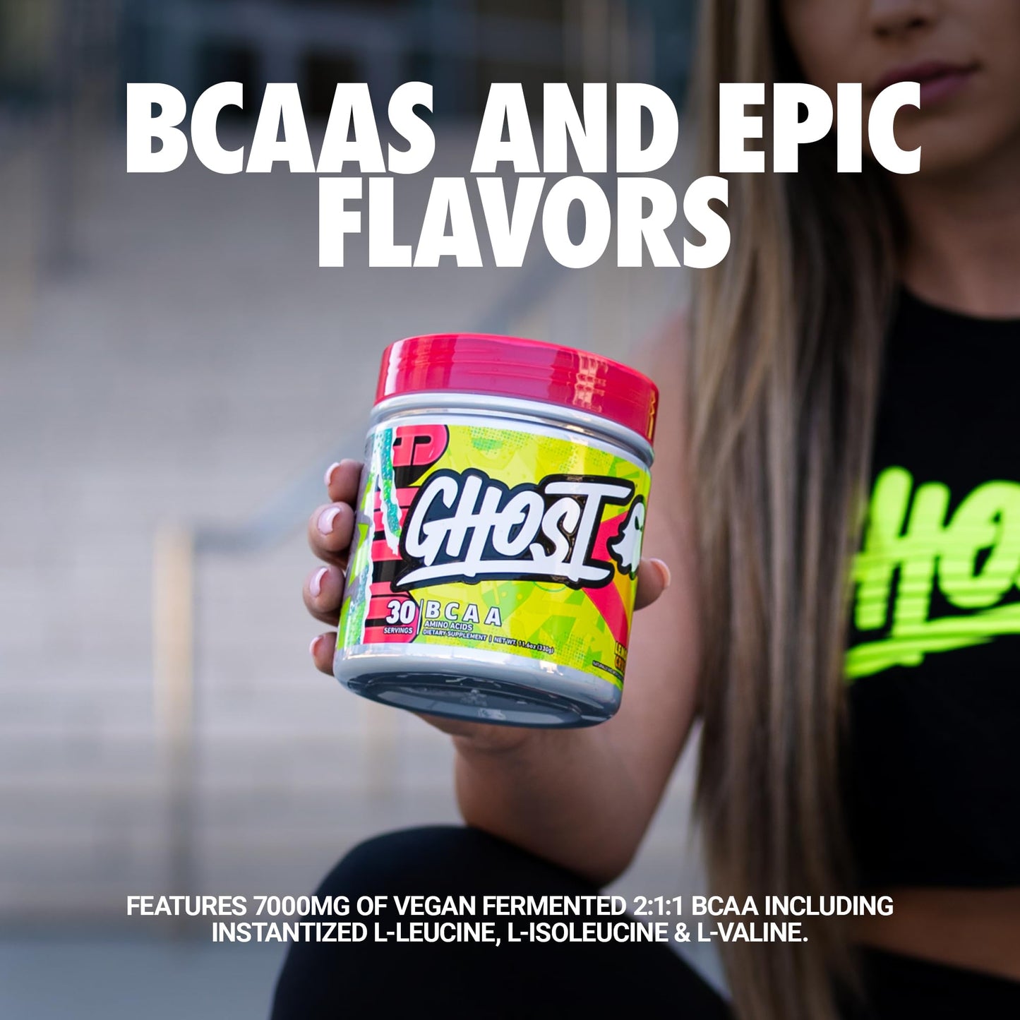 GHOST BCAA Powder Lemon Crush – 7G BCAAs, Sugar-Free, 30 Servings