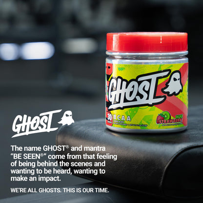 Ghost BCAA Powder Kiwi Strawberry – 7G BCAAs, Sugar-Free, 30 Servings | Pre/Intra/Post Workout