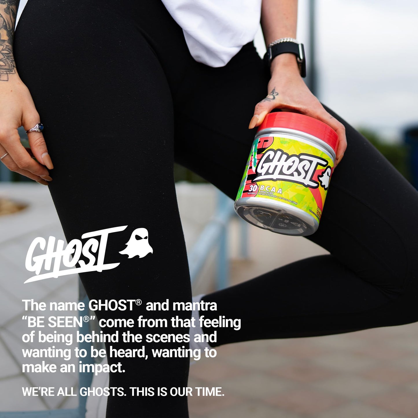 GHOST BCAA Powder Lemon Crush – 7G BCAAs, Sugar-Free, 30 Servings