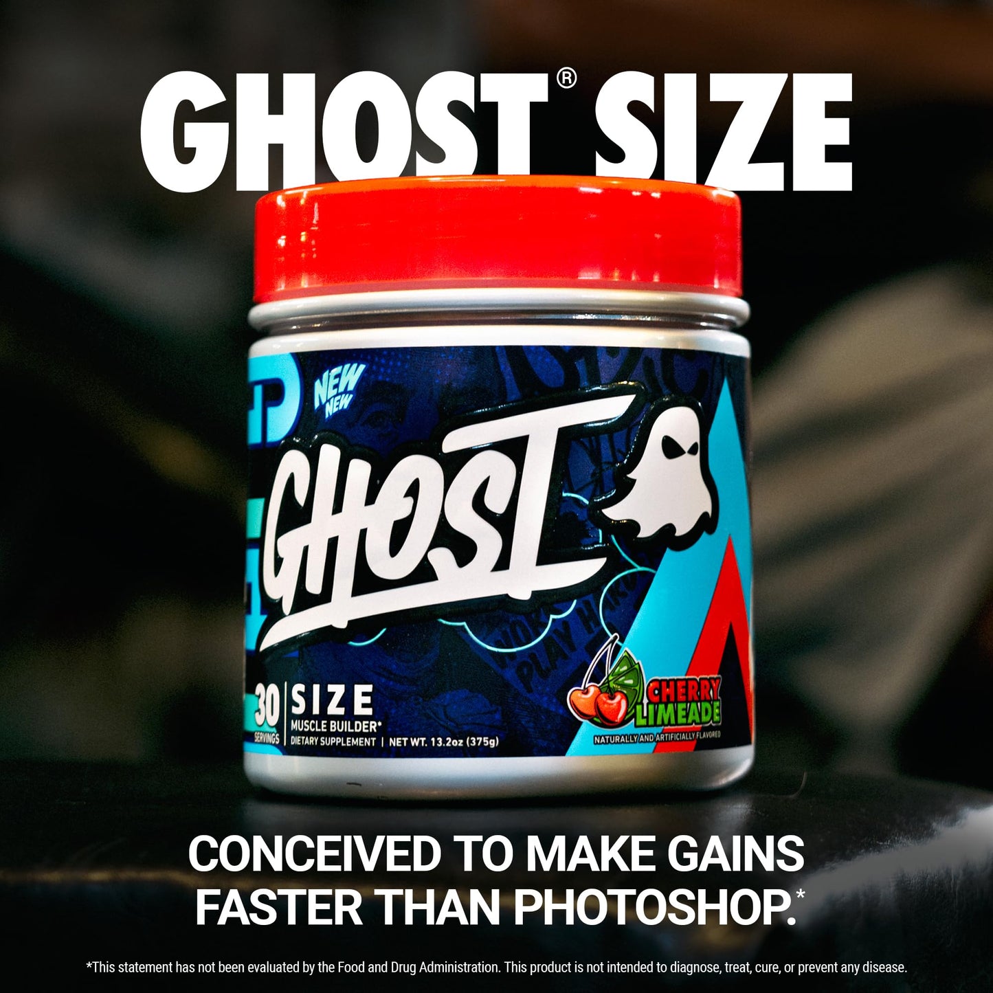 GHOST Size V3 Muscle Builder - Cherry Limeade, 30 Servings | Creatine, Betaine & Epicatechin