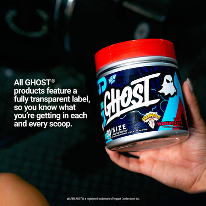 GHOST Size V3 Muscle Builder - Warheads Sour Watermelon, 30 Servings | Creatine, Betaine, Sugar-Free, Gluten-Free
