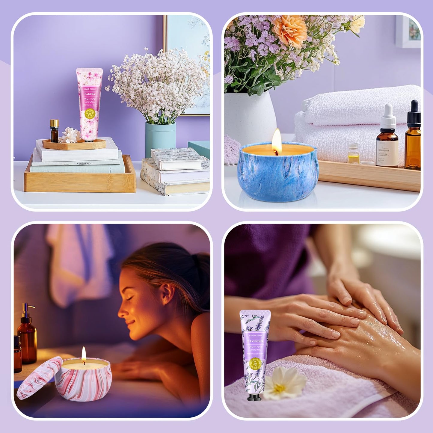 Gift Baskets for Women: Candles & Hand Cream Set – Gifts for Mom, Nurse & Teacher