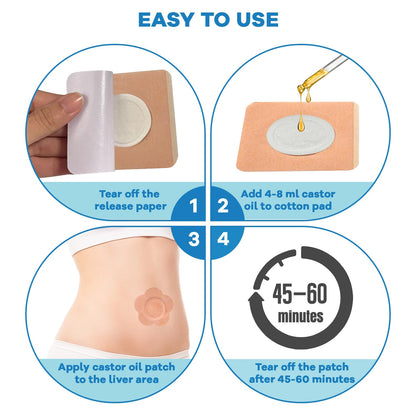 32 Pcs Castor Oil Belly Button Patches – Disposable Anti-Leakage 2.8x2.8 in