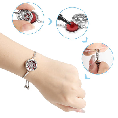 Essential Oil Diffuser Bracelet Aromatherapy Locket – Adjustable 316L Stainless Steel Heart | 10 Refill Pads