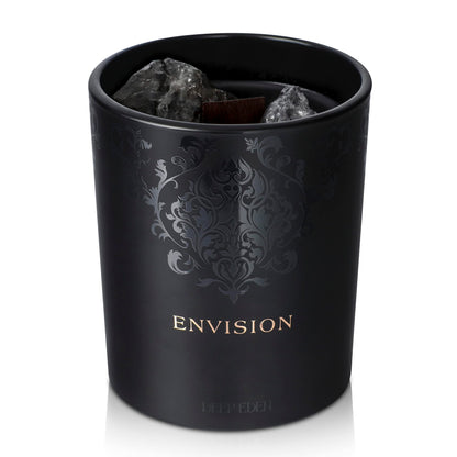 Black Orchid & Pine Moss Crystal Candle – Luxury Manifestation with Quartz Crystals (7.4oz)