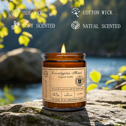 Scented Candles 7oz Eucalyptus Mint – Soy Wax Aromatherapy, Long-Lasting, Non-Toxic