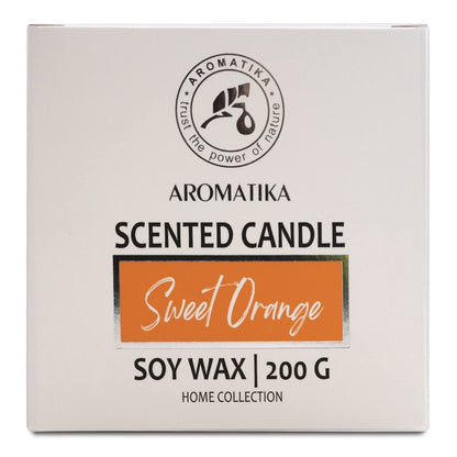 Scented Candle Sweet Orange - Essential Oil Aromatherapy Candle - Soywax Candle - Up to 45 Hours Burn Time - Glass Candle Gift - Luxury and Sensual Soy Wax Candle - Home Scented Candles