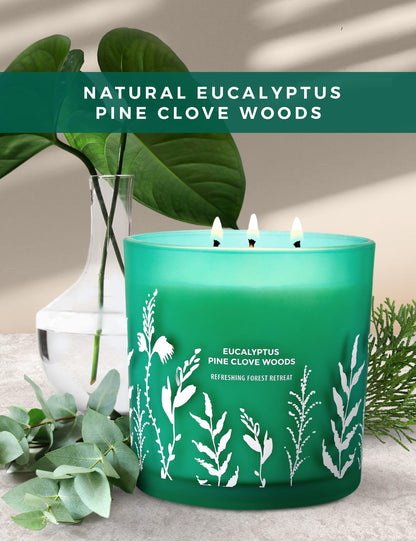 GIFTAWAY Eucalyptus Pine & Clove Balsam 3-Wick Soy Candle – Clean-Burning 14.5 oz, Cozy Winter Forest Ambience