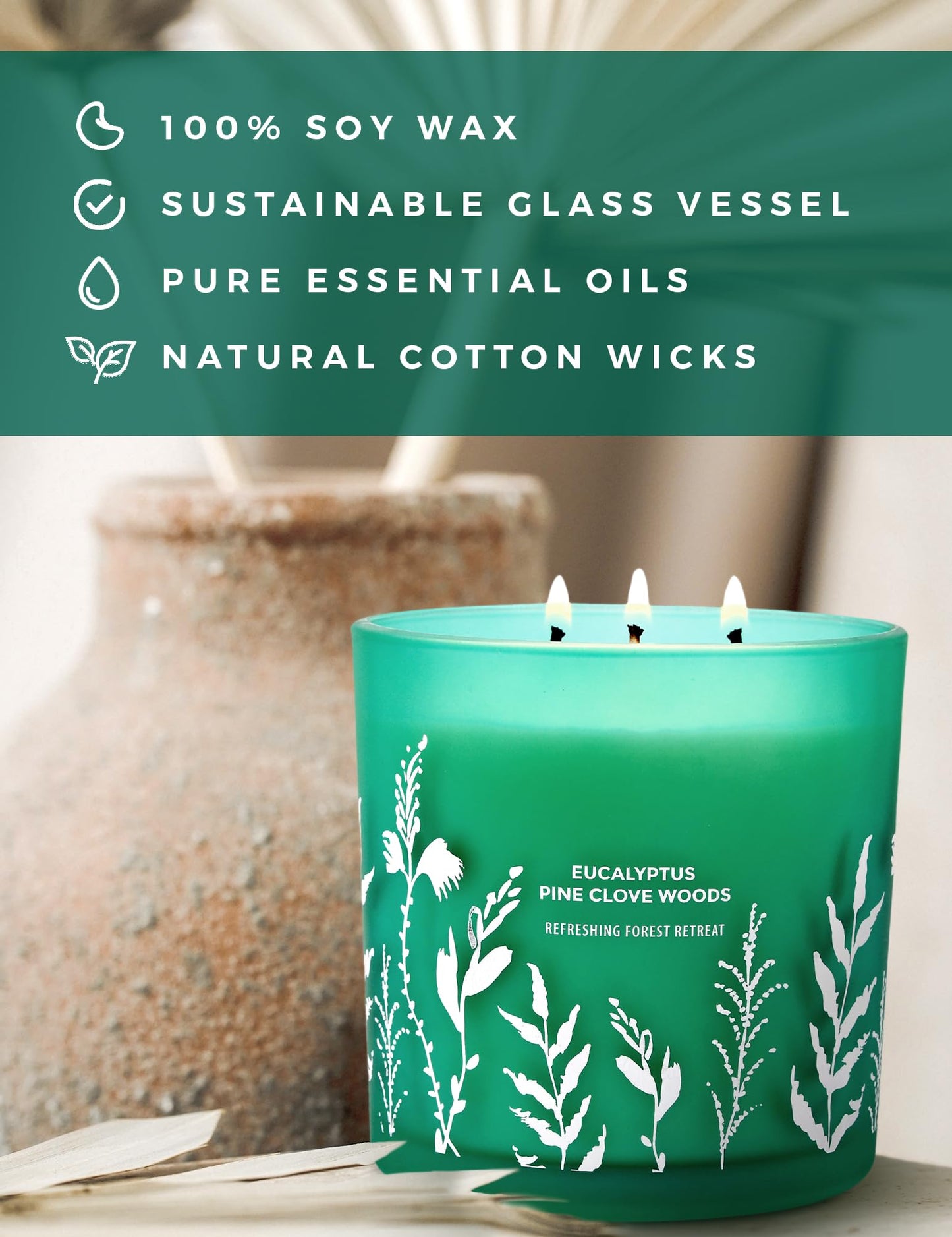GIFTAWAY Eucalyptus Pine & Clove Balsam 3-Wick Soy Candle – Clean-Burning 14.5 oz, Cozy Winter Forest Ambience