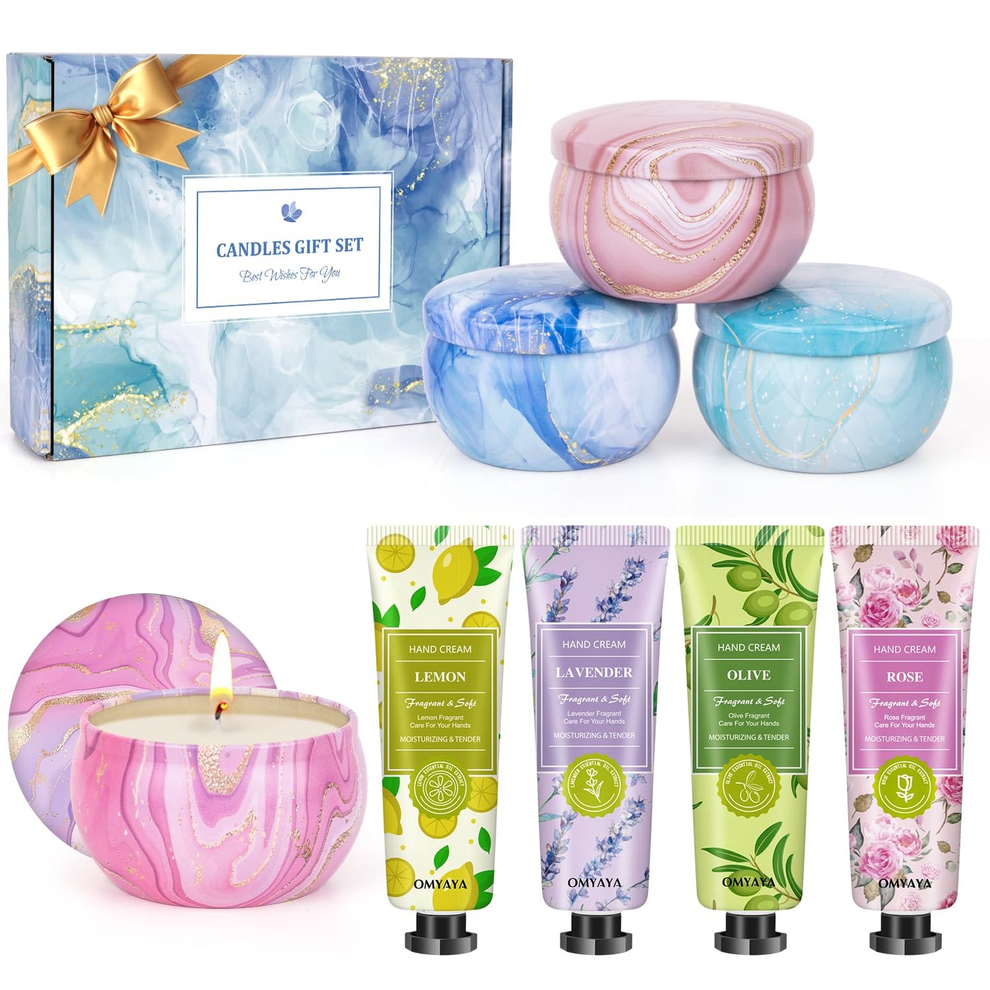 Gifts for Women - Candles Gift Set & Hand Cream Lotion Set (8 Pack) | Birthday, Teacher Appreciation & Christmas Gifts