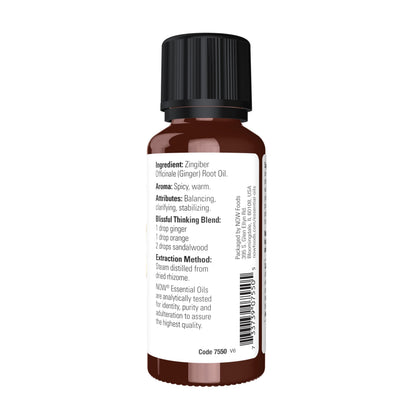 NOW Essential Oils Ginger Oil 1oz - Steam Distilled, 100% Pure