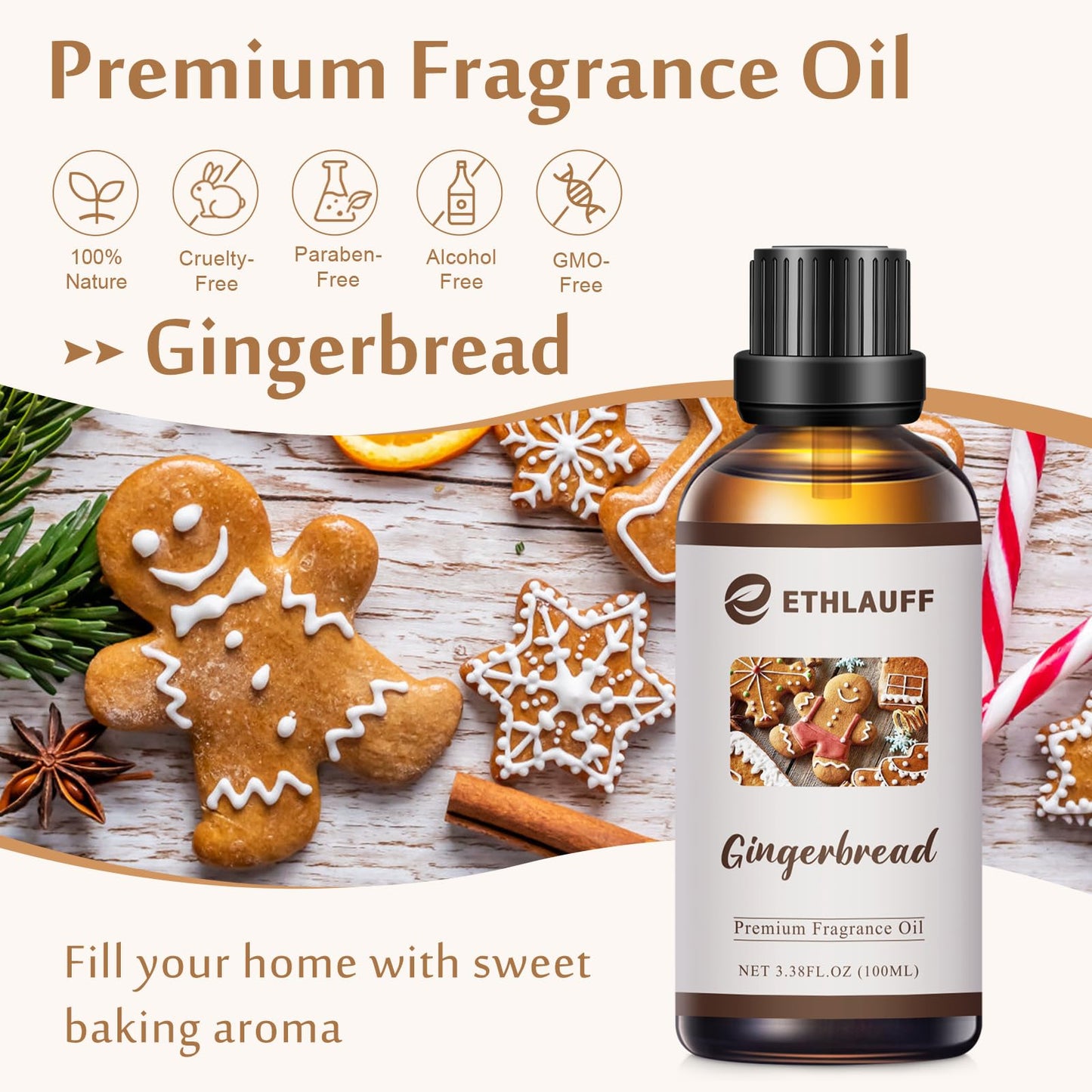 Gingerbread Fragrance Oil 3.38 fl oz – Diffusers, Candles, Soaps