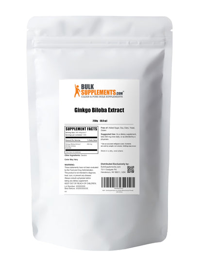 BulkSupplements.com Ginkgo Biloba Extract Powder – 200mg per Serving, 250g (Gluten Free)