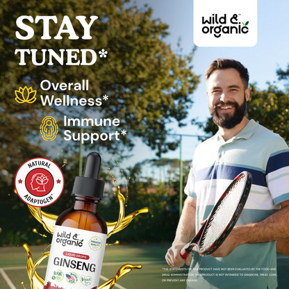 Wild & Organic Korean Red Ginseng Drops - Immune Support | Vegan & Alcohol-Free - 2 fl oz