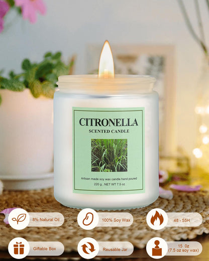 GITRANG 4 Pack Citronella Candles – 30 oz Total, 200+ Hours, Indoor & Outdoor Aromatherapy