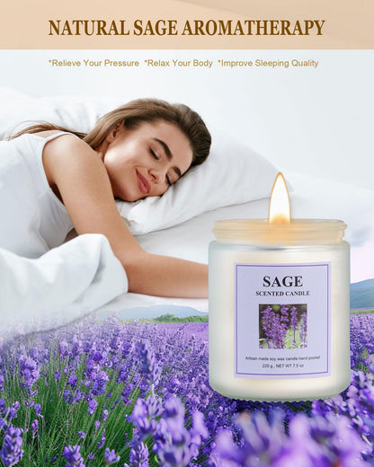 GITRANG 4 Pack Sage Candle Set – 30 oz, 200 Hour Home Aromatherapy Soy Candles