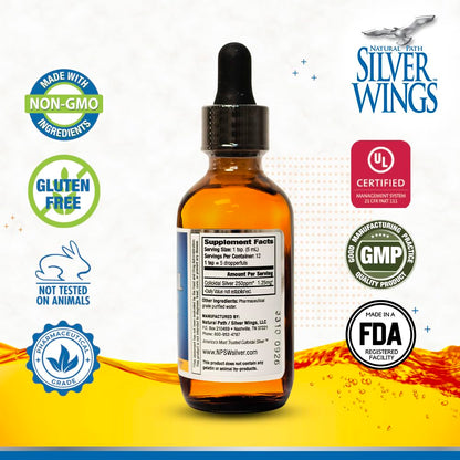 Natural Path Silver Wings Colloidal Silver Liquid 250ppm - 2oz Dropper