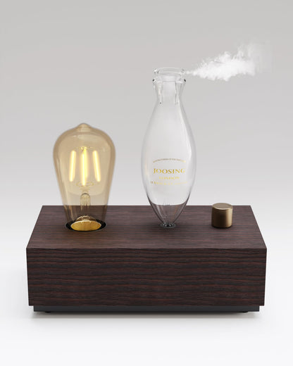 Glass Essential Oil Diffuser with Natural Wood Base | Waterless Aromatherapy Nebulizer