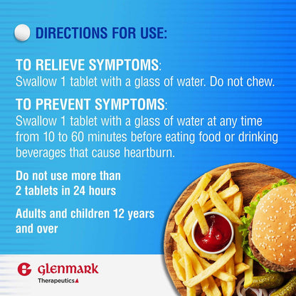 Glenmark Maximum Strength Famotidine 20 mg – 200 Count (Pack of 2) | Heartburn Relief