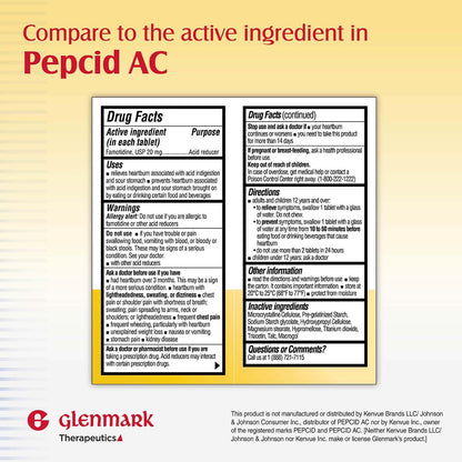 Glenmark Maximum Strength Famotidine 20 mg – 200 Count (Pack of 2) | Heartburn Relief