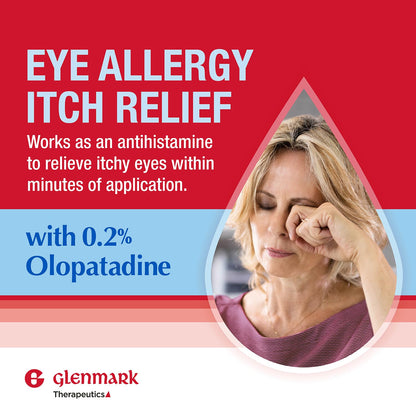 Glenmark Therapeutics Once Daily Olopatadine Eye Drops – Allergy Relief, 0.2%, Twin-Pack
