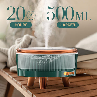 Gliship 500ml Essential Oil Diffuser – Green, Large Room Ultrasonic Diffuser with 7 LED Colors