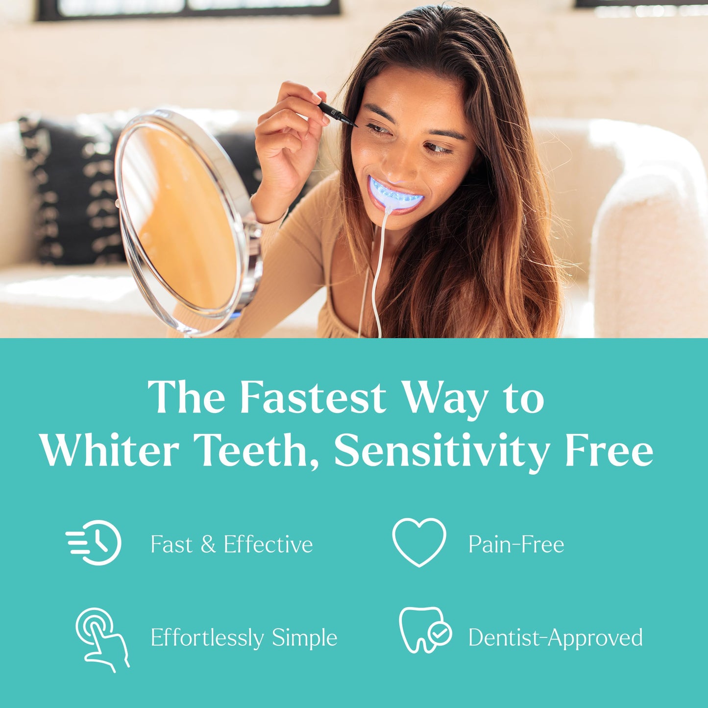 GLO Science So Brilliant Teeth Whitening Kit – Patented Warming Mouthpiece, LED Light Technology, 6% Hydrogen Peroxide Gel, Lip Balm