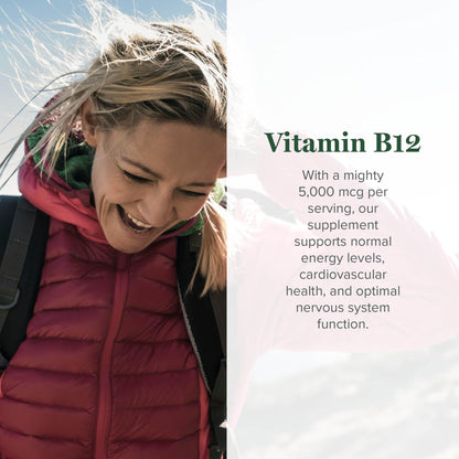 Global Healing Vitamin B12 5000 mcg Sublingual Liquid – Methylcobalamin & Hydroxo Blend, Vegan & Non-GMO (2 oz)